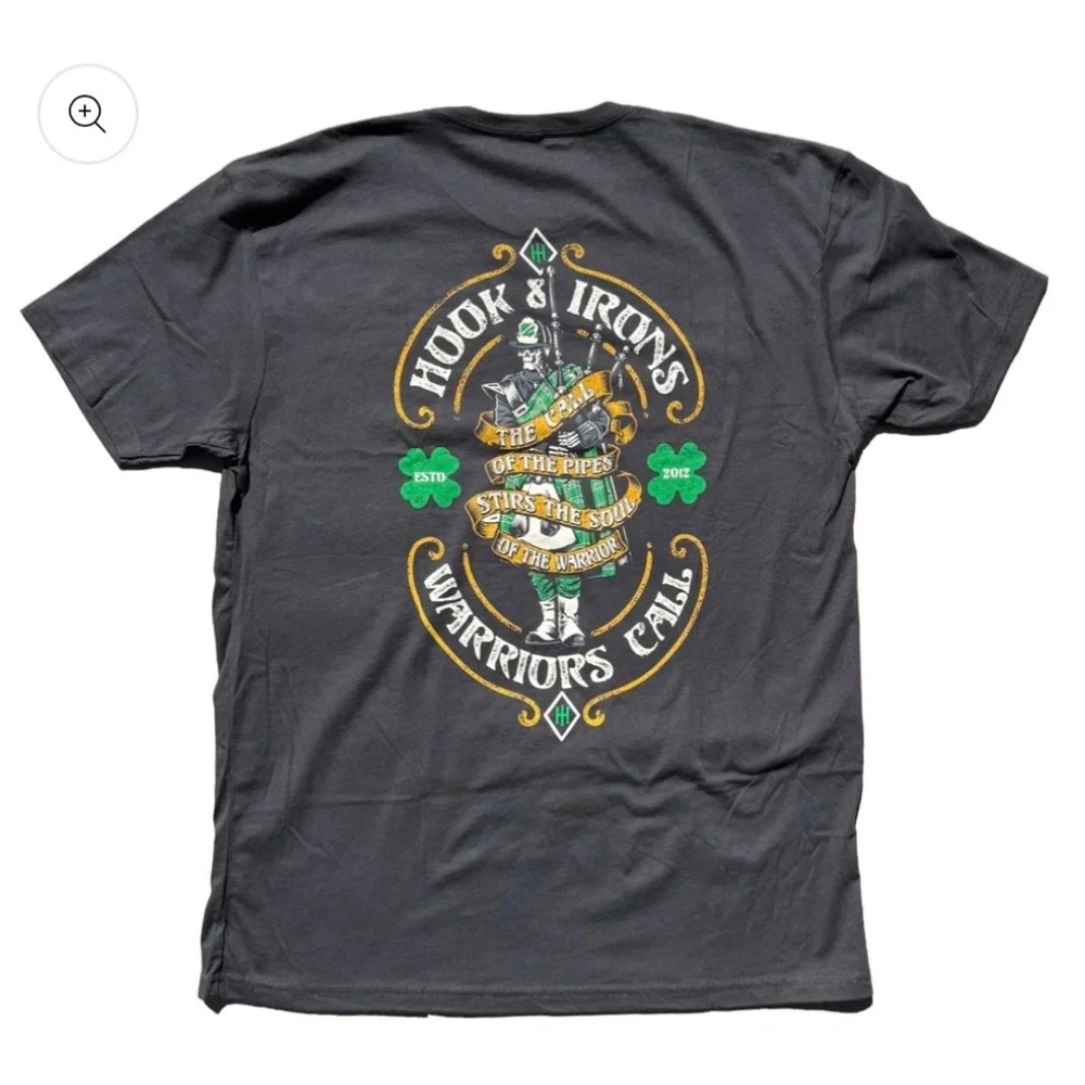 Hook & Irons Warriors Call Firefighter T-Shirt 100% Cotton Sz M Irish Heritage